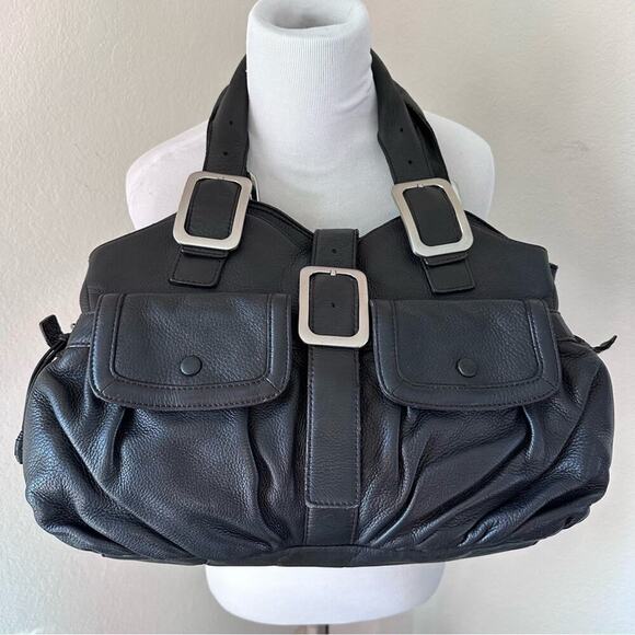 Cole Haan Black Leather Shoulder HOBO Purse Fine Pebbled Leather - Picture 15 of 15